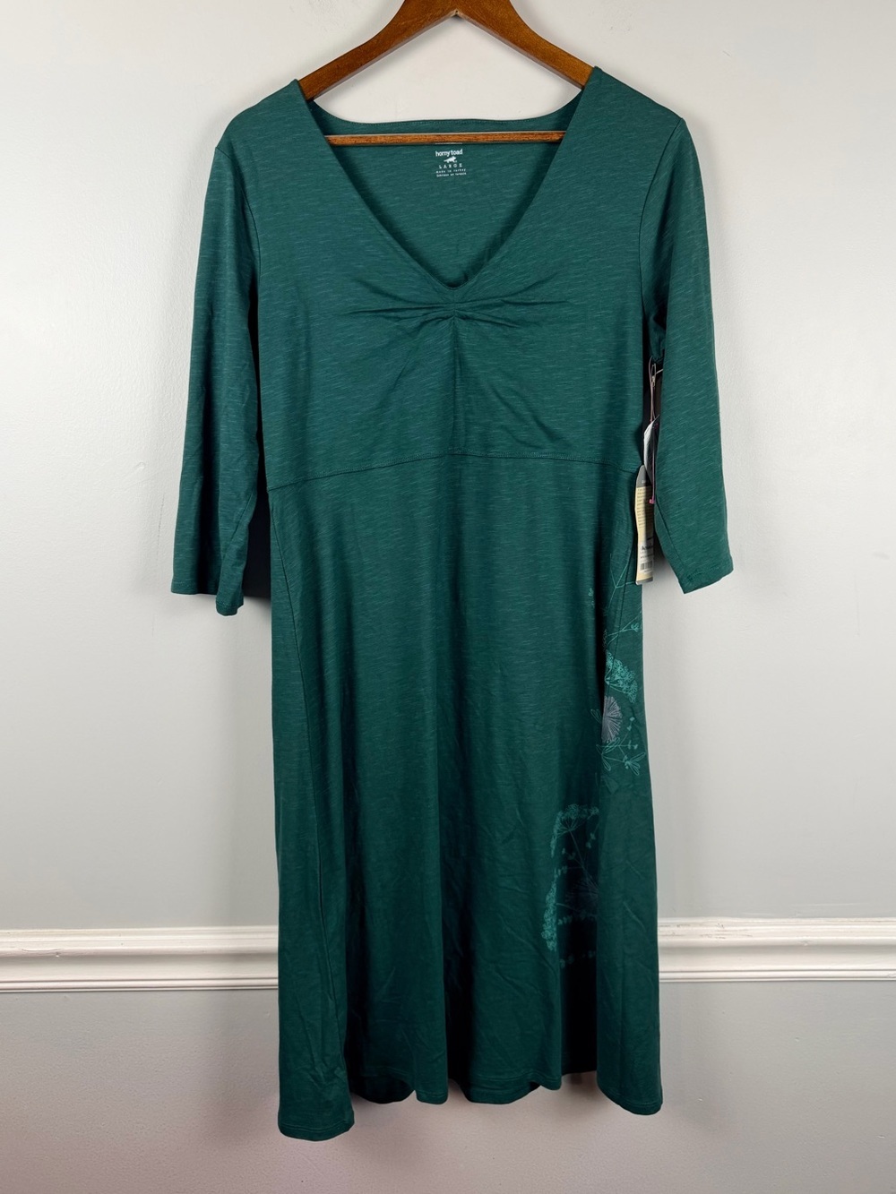 New Horny Toad Rosalinda whimsy green above elbow floral dress size large